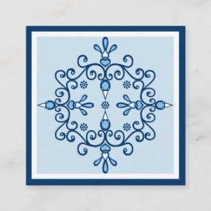 Carte De Visite Carré Quatre inséparables bleus art folklorique et front