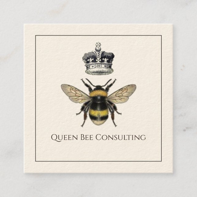 Carte De Visite Carré Queen Bee Et Crown Consulting (Devant)