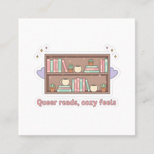 Carte De Visite Carré Queer Reads Cozy Feels – LGBTQ Pride Reading Aesth (Devant)