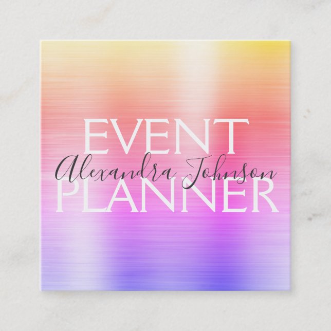 Carte De Visite Carré Rainbow Pastel Brusal Metal Event Planner (Devant)