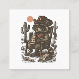 Carte De Visite Carré Raton laveur cow-boy drôle western