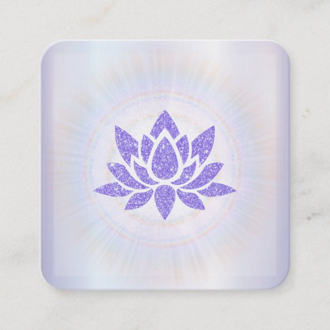 Carte De Visite Carré *~* Rayons Reiki Energy Healing Lotus Lavender (Devant)