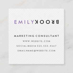 Carte De Visite Carré Rayures de retournement de lettre   Moderne