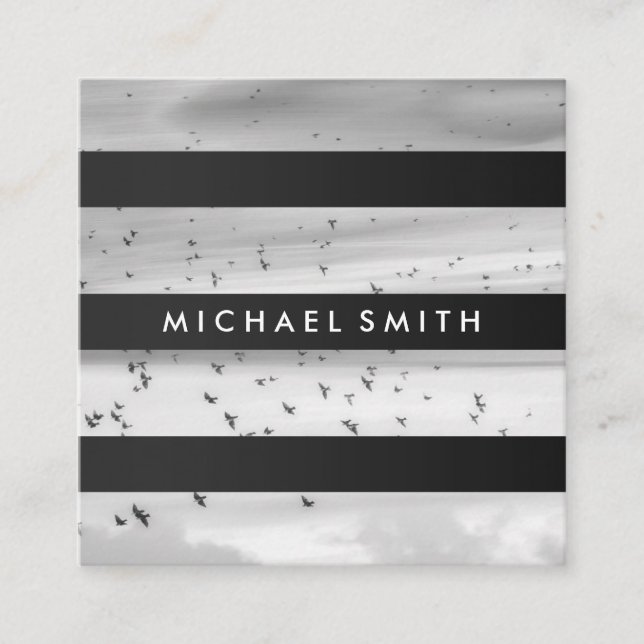 Carte De Visite Carré Rayures | Moderne | Photographe (Devant)