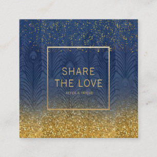 Carte De Visite Carré Référence de parties scintillantes d'or de plume