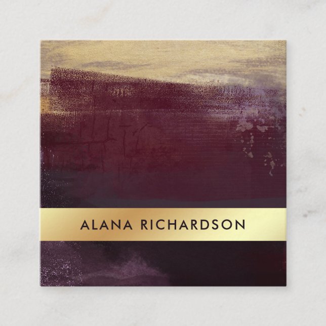 Carte De Visite Carré Regard foncé fascinant d'or de pourpre et de Faux (Devant)