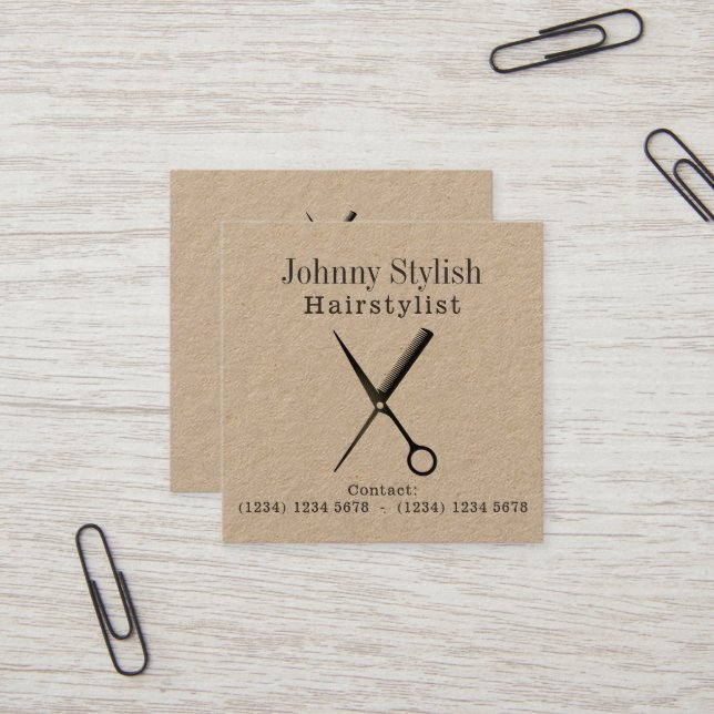 Carte De Visite Carré Regard professionnel d'élégance moderne (Devant/Arrière en situation)