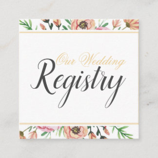 Carte De Visite Carré Registre de mariage floral pêche