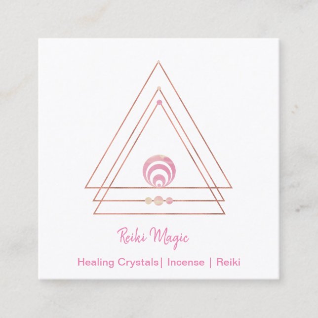 Carte De Visite Carré Reiki Magic Pink et Rose Gold (Devant)