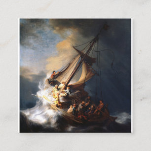 Carte De Visite Carré Rembrandt Van Rijn Christ dans la mer de tempête 