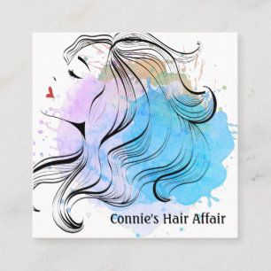Carte De Visite Carré Rendez-vous de coiffeur stylé éclaboussure d'aquar