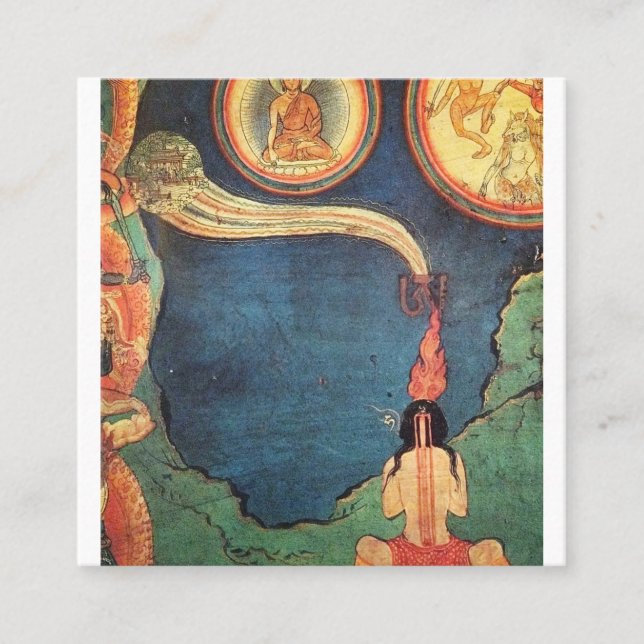 Carte De Visite Carré Représentation Bouddhiste Tibétaine Du Tummo (Devant)