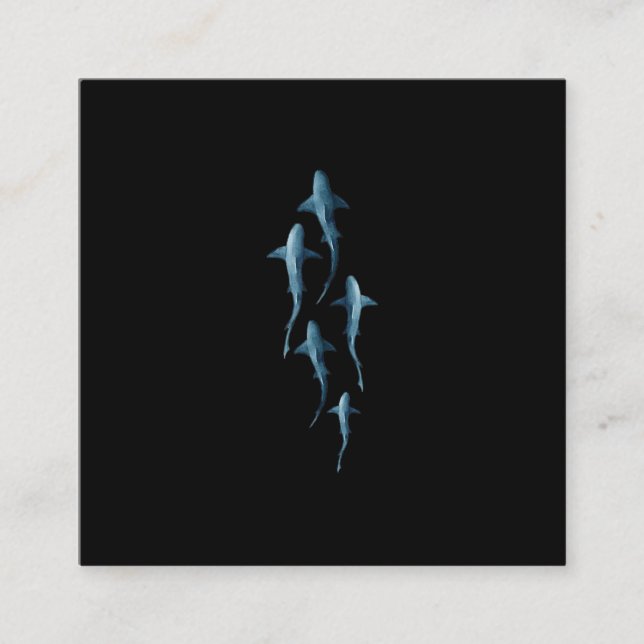 Carte De Visite Carré Requin - Baignade Requins mignonne Drôle Cadeau (Devant)