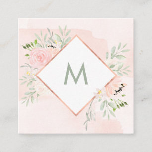 Carte De Visite Carré Ressort floral avec le lavage d'aquarelle du