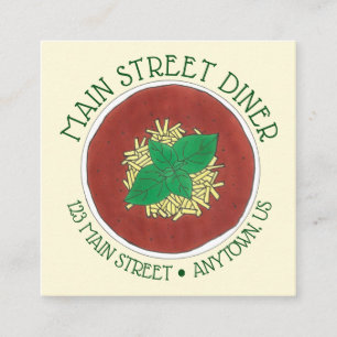 Carte De Visite Carré Restaurant italien Bowl of Tomato Basil Soup Diner