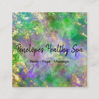 Carte De Visite Carré Résumés d'or violet vert