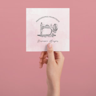 Carte De Visite Carré Retouches de vêtements à la machine à coudre ancie
