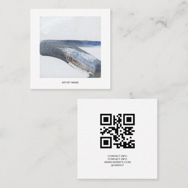 Carte De Visite Carré Retour du code QR de l'artiste (Devant / Derrière)