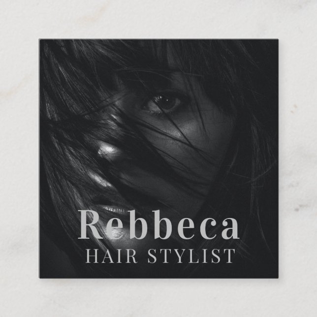 Carte De Visite Carré Retro Personnaliser le coiffeur photo (Devant)
