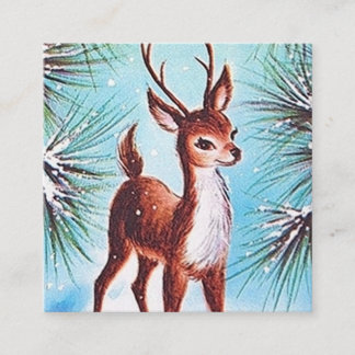 Carte De Visite Carré Rétro renne vintage de Noël