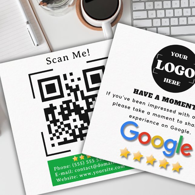 Carte De Visite Carré Revue Google avec lien de code QR (Créateur téléchargé)