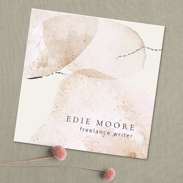 Carte De Visite Carré Robe Rustique Tan Peint Aquarelle Abstraite Art (Créateur téléchargé)