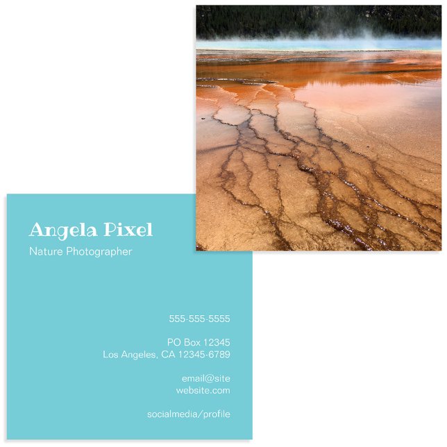 Carte De Visite Carré Robin Oeuf Bleu et Blanc Photographie (Robin Egg Blue and White Photography Square Business Card)