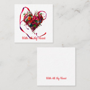 Carte De Visite Carré Romantic Floral Heart