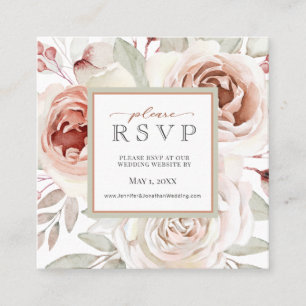 Carte De Visite Carré Romantic Rose Roses Site Mariage RSVP