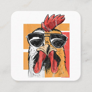 Carte De Visite Carré Rooster cool portant lunettes de soleil Retro Vint