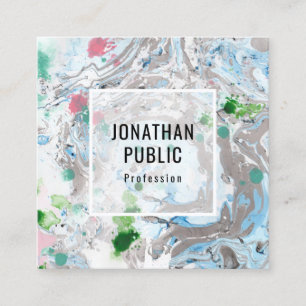 Carte De Visite Carré Rose Bleu Vert tendance Art Abstrait moderne éléga