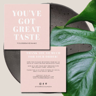 Carte De Visite Carré Rosé clair, vous avez un grand goût merci