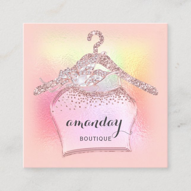 Carte De Visite Carré Rose Closet Cloth Hanger Robe Boutique Carré (Devant)