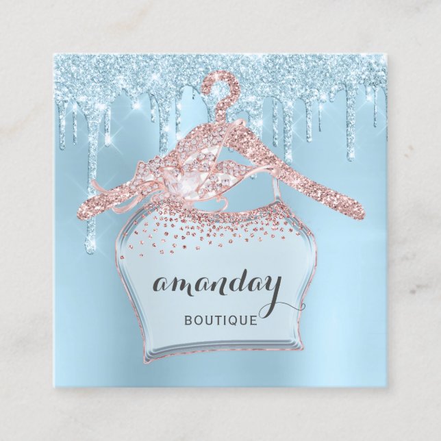 Carte De Visite Carré Rose Closet Cloth Hanger Robe Boutique Drives (Devant)