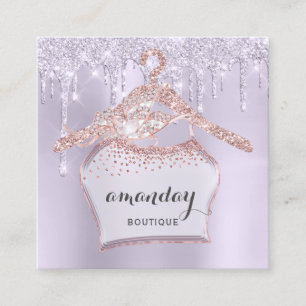 Carte De Visite Carré Rose Cloth Hanger Dress Boutique Purple Drives