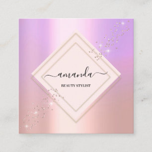 Carte De Visite Carré Rose de cadre minimaliste professionnel pourpre