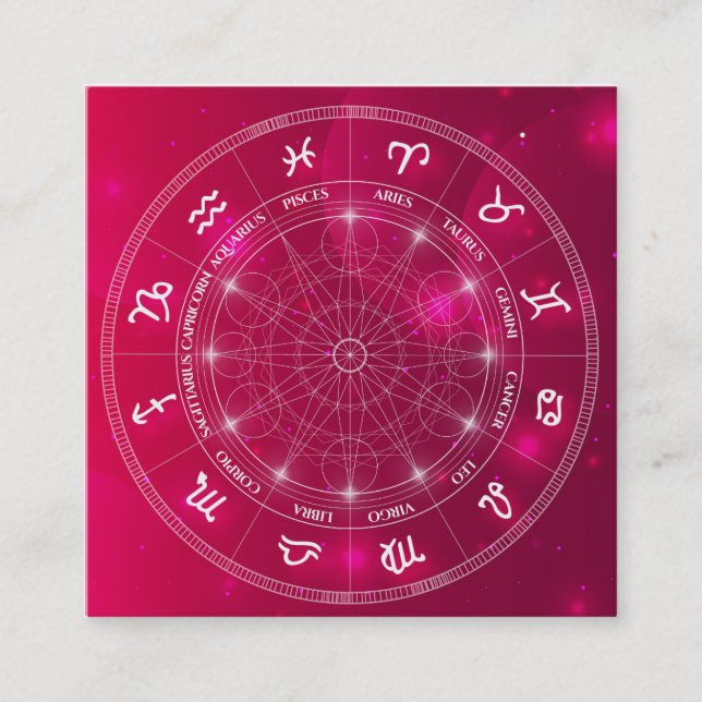 Carte De Visite Carré Rose de services aux entreprises d'astrologie (Devant)