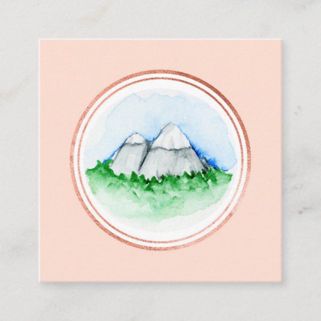 Carte De Visite Carré Rose Gold et rose Planificateur d'événements Socia (Devant)