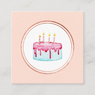 Carte De Visite Carré Rose Gold et rose Planificateur d'événements Socia