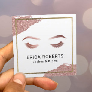 Carte De Visite Carré Rose Gold Lashes Brosses Maquillage Artiste Beauté