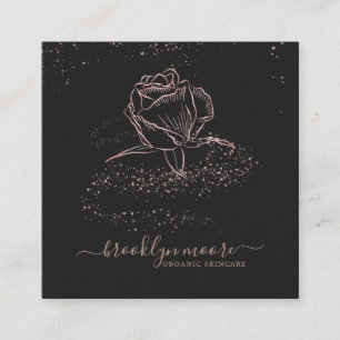 Carte De Visite Carré Rose Gold Signature Florale Logo Entreprise Carr