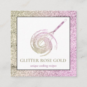 Carte De Visite Carré Rose Gold Sparkle Whisk Parties scintillant Boulan