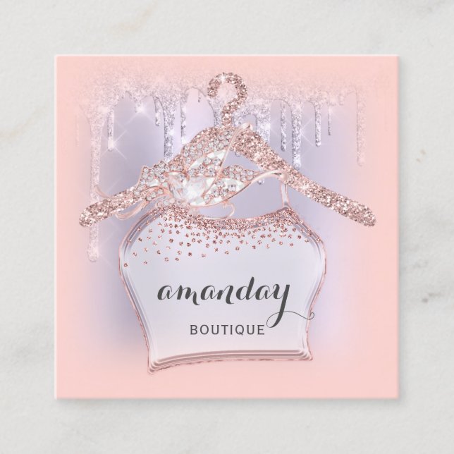 Carte De Visite Carré Rose Hanger Hanger robe mode Blog Purple Drives (Devant)