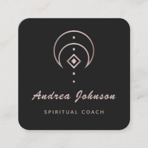 Carte De Visite Carré Rose Lune d'or Spirituel Entraîneur guérisseur Cél