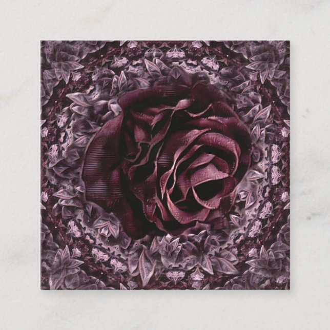 Carte De Visite Carré Rose Mandala (Devant)