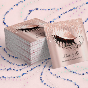 Carte De Visite Carré Rose Pink Makeup Artist Lashes Extension Drips