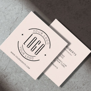 Carte De Visite Carré Rose poudré moderne simple ajoutez votre logo