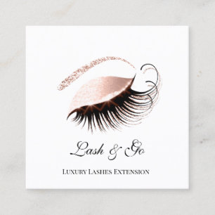 Carte De Visite Carré Rose rose maquillage Artiste Lashes Extension Blan