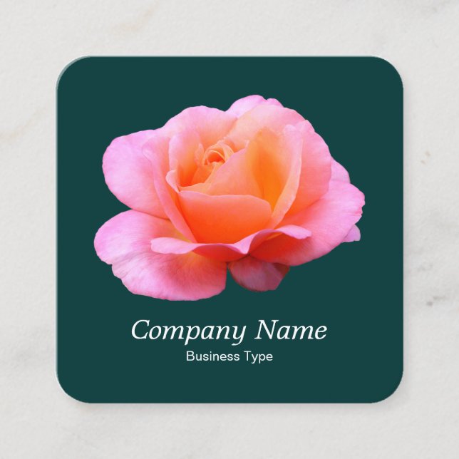 Carte De Visite Carré Rose rose - Vert foncé (Devant)