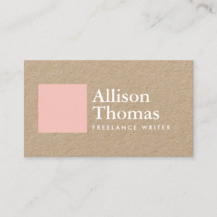 Carte De Visite Carré rose simple et minimal sur Kraft